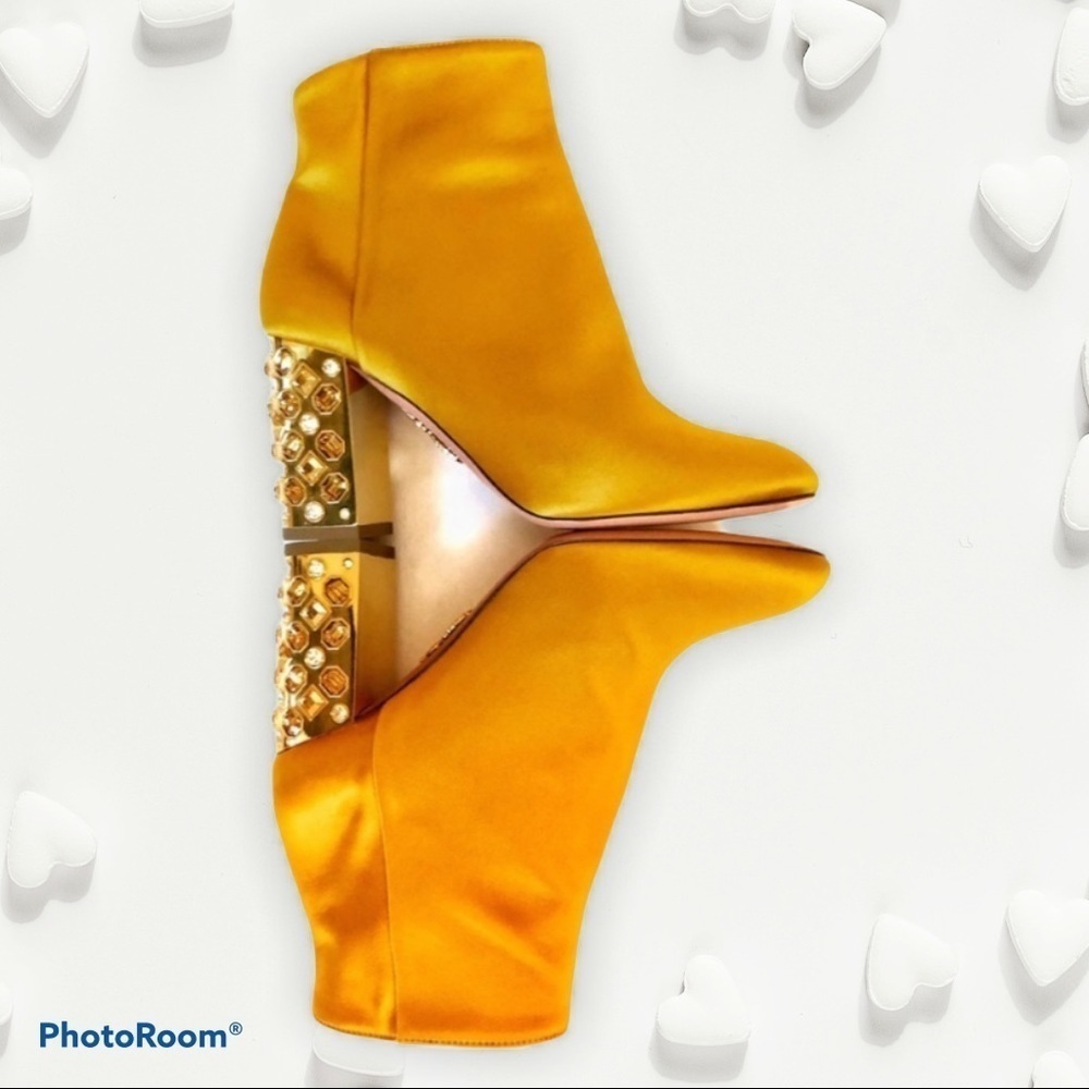 Aquazzura gold satin booties, size 36, new - Picture 2 of 7